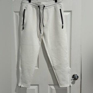 Zara Men's Cream Joggers with Black Drawstrings